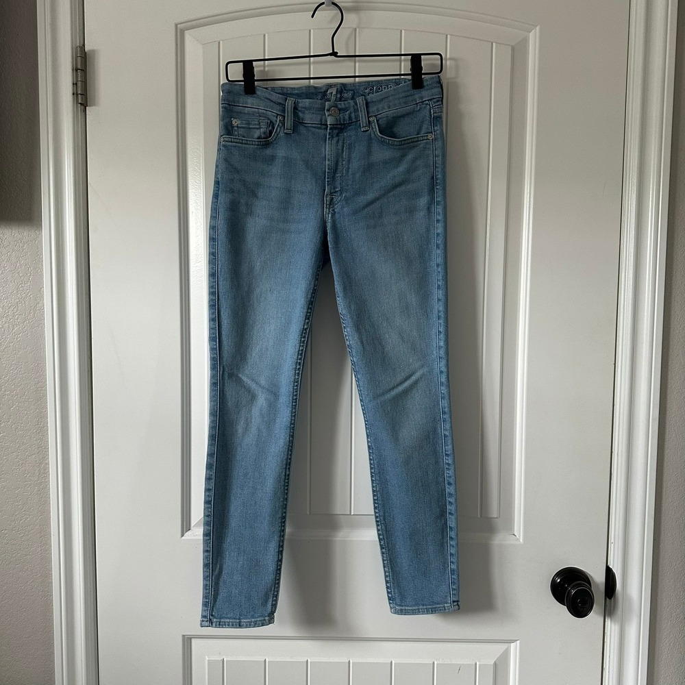 7 For All Mankind‎ Cropped Skinny Jeans Light Wash Denim Size 27